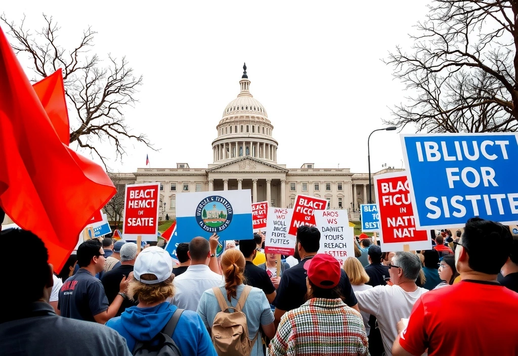 Proteste e manifestazioni davanti a un edificio governativo