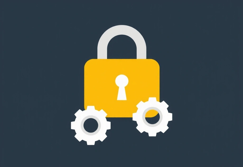 Simbolo della privacy con ingranaggi, che indica l'elaborazione dei dati